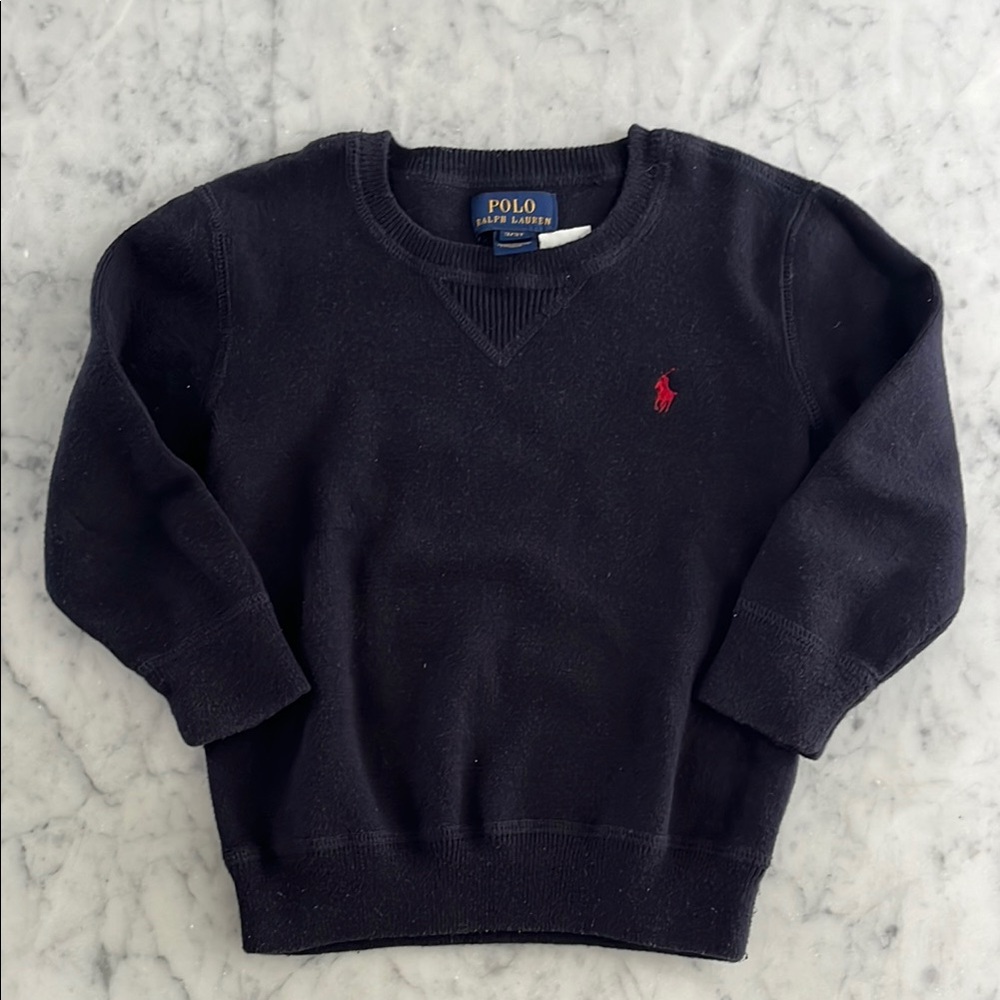 Polo by Ralph Lauren Boys Navy Blue Crewneck Knit Sweater